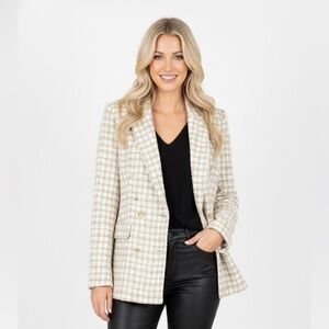 PINCH Cream clueless style tan & white Blazer size large with gold buttons
